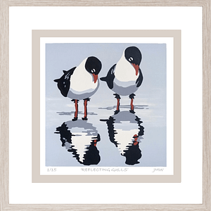 'Reflecting Gulls' - framed